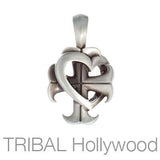 Croix de Couer Heart Cross Mens Necklace Pendant by Bico Front View