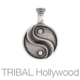Gray Yin and Yang Tao Symbol Mens Necklace Pendant by Bico Front View