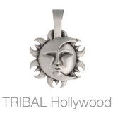 Soluna Sun Moon Face Mens Necklace Pendant by Bico Australia Front View