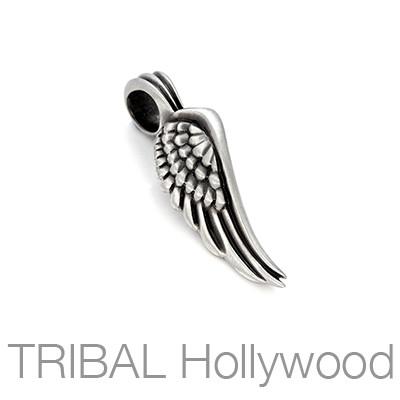 Glide Feathered Bird Wing Mens Necklace Pendant by Bico