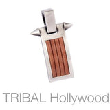 PHALANX BROWN Mens Pendant with Inlaid Brown Leather by Bico Front View