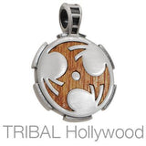 TRICHOPESH Spiral Blade Pendant in Rosewood and Silver Front View