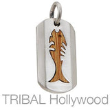 VITA PISCES Fish Dog Tag Pendant in Rosewood and Silver Front View