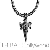 A PURE Mens All Black Gunmetal Chain with Cross Sword Pendant