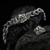 UNKAGED CHAINED SKULL Scott Kay Mens Sterling Silver Bracelet | Tribal Hollywood on Rock Surface