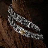 UnKaged BLACK SAPPHIRE CROSS Bracelet by Scott Kay Mens Sterling Silver | Tribal Hollywood with 18k Gold Cross Bracelet