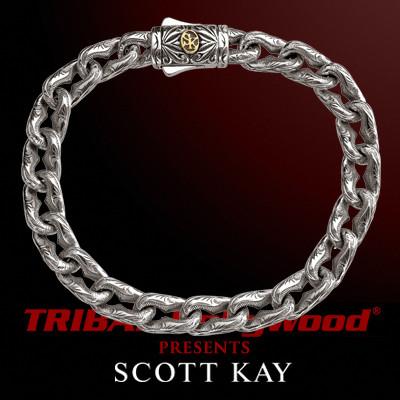 Curb Link Mens Bracelet Engraved Silver by Scott Kay