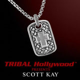 Equestrian Cut Cross Necklace Mens Silver Double Dogtag