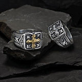 UnKaged Gold GOTHIC CROSS Sterling Silver Mens Ring - Scott Kay with Silver Gothic Cross Ring