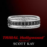 Silver and Black Sapphire Band Mens Ring by Scott Kay