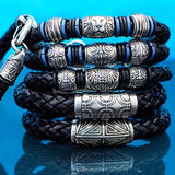 Hollis Bahringer Corium Black Leather and Steel Bracelet Collection