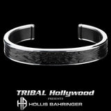Hollis Bahringer Spade Mens Cuff Bracelet in Black Steel