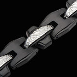 Hollis Bahringer Gotham Mens Black Steel Bracelet Close-up