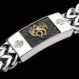 Hollis Bahringer Kingdom Dragon Mens Steel Bracelet Close-up