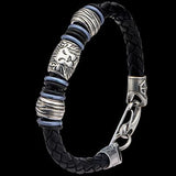 Hollis Bahringer Corium Lion Black Leather Steel Bracelet Alt View
