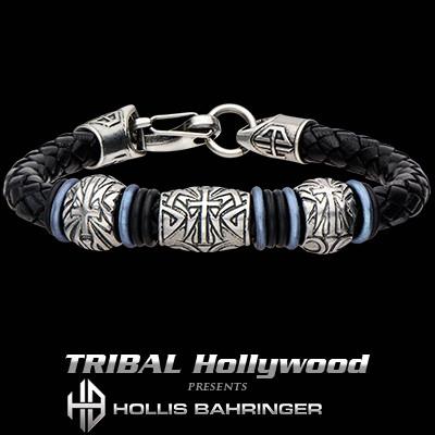 Hollis Bahringer Corium Knights Cross Mens Leather Bracelet