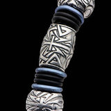 Hollis Bahringer Corium Knights Cross Mens Leather Bracelet Close-up