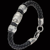 Hollis Bahringer Corium Tiki Mens Leather and Steel Bracelet Alt View