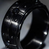 Hollis Bahringer Black Armor Mens Black Stainless Steel Ring Close-up