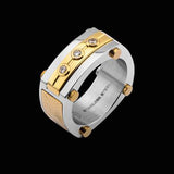 Hollis Bahringer Aurem Mens Gold IP Stainless Steel Ring Alt View