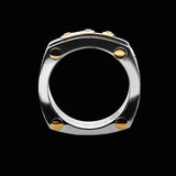 Hollis Bahringer Aurem Mens Gold IP Stainless Steel Ring Top View