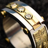 Hollis Bahringer Aurem Mens Gold IP Stainless Steel Ring Close-up