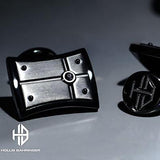 Hollis Bahringer Black Armor Black Stainless Steel Cufflinks Close-up