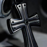 Hollis Bahringer Black Armor Cross Black Steel Necklace Close-up