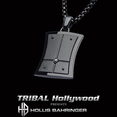 Hollis Bahringer Black Armor Shield Mens Steel Necklace