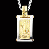 Hollis Bahringer Aurem Shield Gold IP Steel Mens Necklace Front View