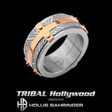 Hollis Bahringer Santa Fe Mens Ring with Rose Gold Steel