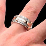 Hollis Bahringer Santa Fe Mens Ring with Rose Gold Steel on Wrist
