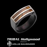 Hollis Bahringer Palisander Rosewood and Steel Mens Ring