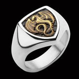 Hollis Bahringer Kingdom Dragon Shield Mens Steel Ring  Alt View