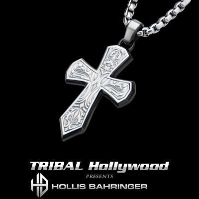 Hollis Bahringer Mens Steel Triumph Cross Necklace