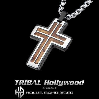 Hollis Bahringer Palisander Rosewood Steel Cross Necklace