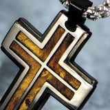 Hollis Bahringer Palisander Rosewood Steel Cross Necklace Close-up