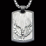 Hollis Bahringer Freedom Eagle Steel Dog Tag Mens Necklace Front View