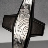 Hollis Bahringer Gotham Cross Modern Mens Steel Necklace Close-up