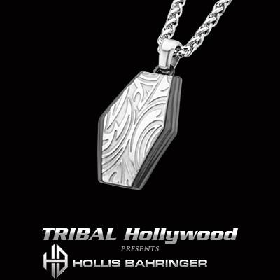 Hollis Bahringer Gotham Shield Mens Necklace w Black Steel