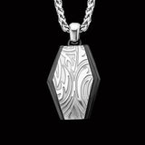 Hollis Bahringer Gotham Shield Mens Necklace w Black Steel Front View