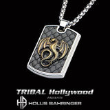 Hollis Bahringer Kingdom Dragon Dog Tag Black Steel Necklace