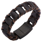La Scala Mens Leather Bracelet with Dark Brown Leather Links