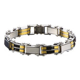 Reversible Mens Bracelet LUCKY DOUBLE Black and Gold Steel