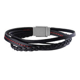 4x4 Black Four Cord Multi-Style Leather Mens Bracelet