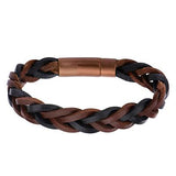 Mens Leatherccino Bracelet Black and Brown Braided Leather 1