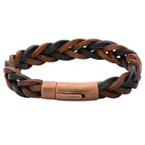 Mens Leatherccino Bracelet Black and Brown Braided Leather 2