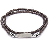 Blue-Green Hematite Stone Double Wrap Mens Bead Bracelet