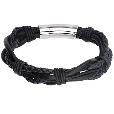 Array Black Multi-Cord Bohemian Mens Leather Bracelet