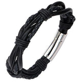 Array Black Multi-Cord Bohemian Mens Leather Bracelet Alt View